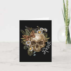 Resist Subtle Anti Trump Skull Floral Botanical Pr Card