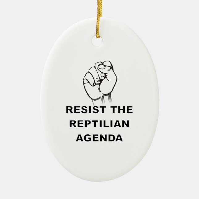 Resist The Reptilian Agenda Ceramic Tree Decoration (Front)