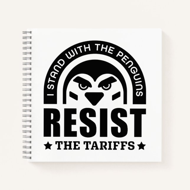Resist The Tariffs Penguin Notebook (Front)