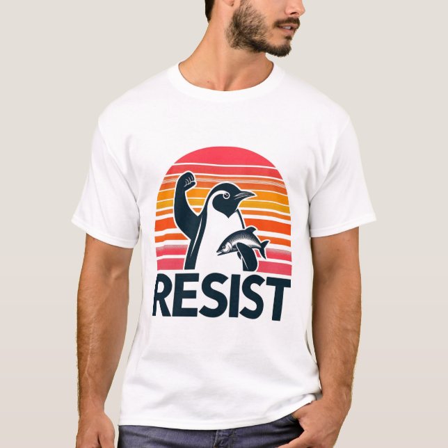 Resist the Tide Penguin  Animal Rights T-Shirt (Front)