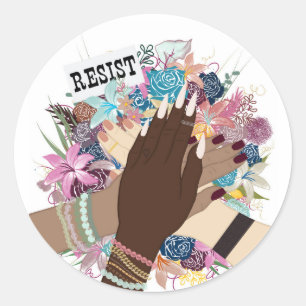Resist Together – Floral Feminist Activism Art Classic Round Sticker