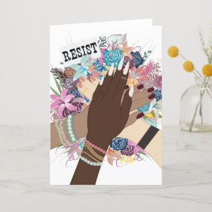 Resist Together – Floral Feminist Activism Art Thank You Card
