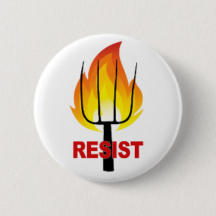 Resist Torch and Pitchfork 6 Cm Round Badge