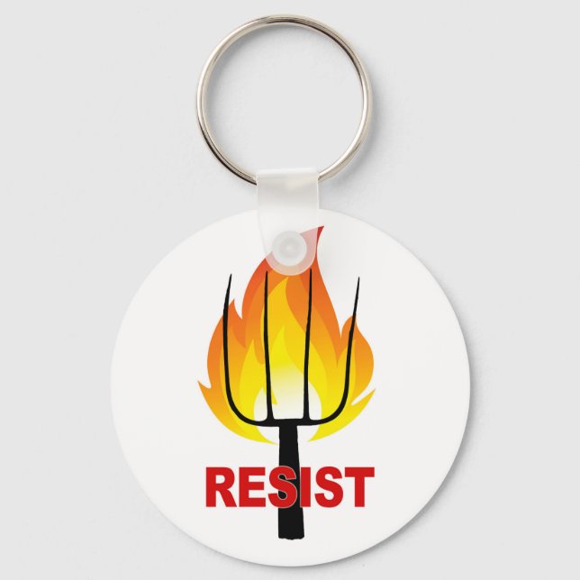 Resist Torch and Pitchfork Key Ring (Front)