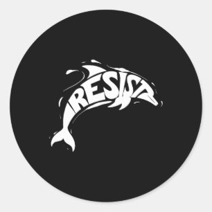 Resist Trump Dolphin Protest Anti Trump Political Classic Round Sticker