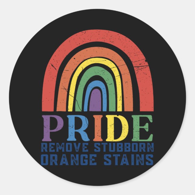 Resist Trump Remove Stubborn Orange Stains Pride M Classic Round Sticker (Front)