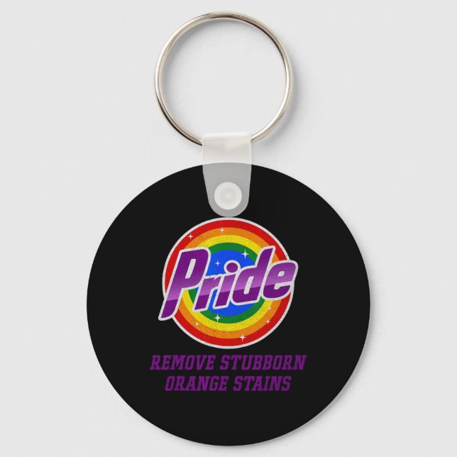 Resist Trump Remove Stubborn Orange Stains Pride M Key Ring (Front)