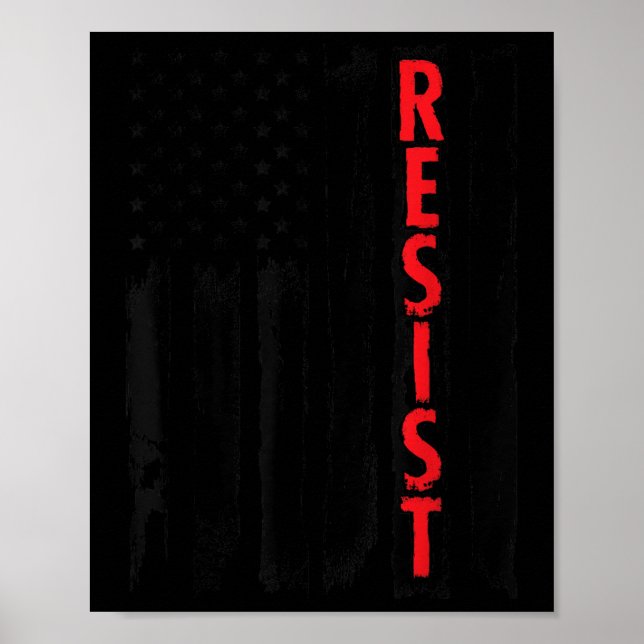 Resist Trump Tees - American Flag Resistance Anti Poster (Front)