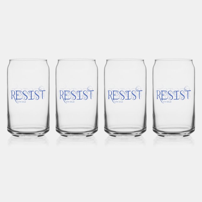 Resist Vote Blue Can Glass (Front)