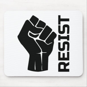 Resist with fist - in black 0002 mouse mat