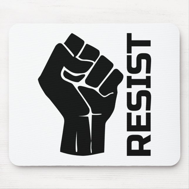 Resist with fist - in black 0002 mouse mat (Front)