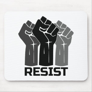 Resist with fist - in black 0003 mouse mat