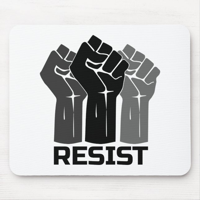 Resist with fist - in black 0003 mouse mat (Front)