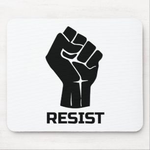 Resist with fist - in black mouse mat