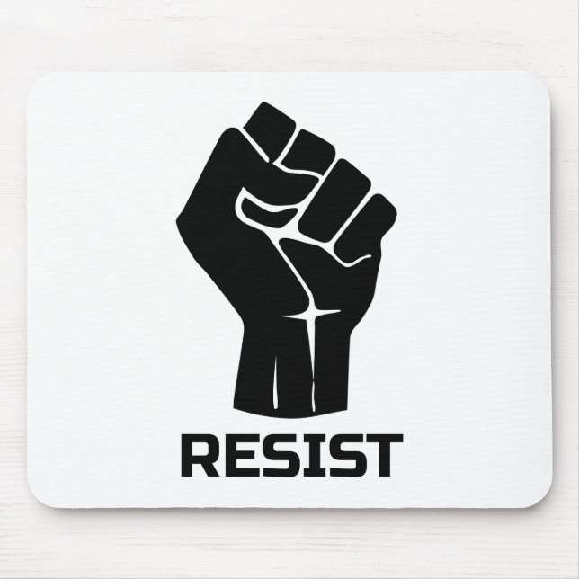 Resist with fist - in black mouse mat (Front)
