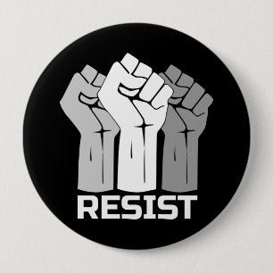 Resist with fist - in white 0002 button