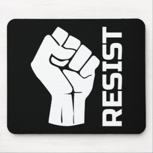 Resist with fist - in white 0002 mouse mat