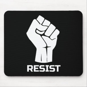 Resist with fist - in white mouse mat