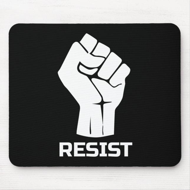 Resist with fist - in white mouse mat (Front)