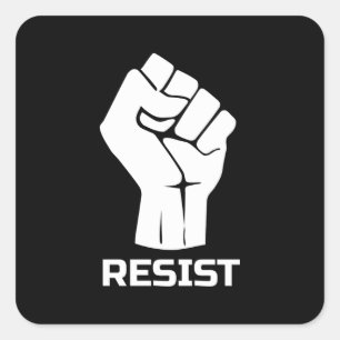 Resist with fist - in white square sticker