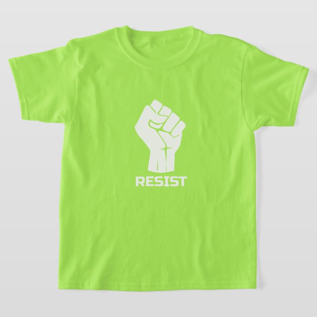 Resist with fist - in white T-Shirt (Laydown)