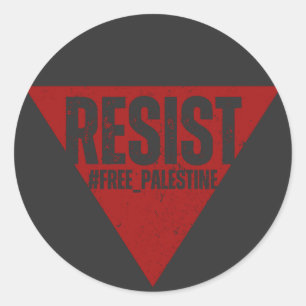 Resist word with inverted red triangle resistance  classic round sticker