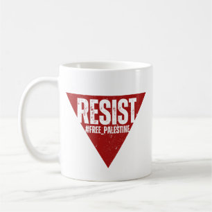 Resist word with inverted red triangle resistance coffee mug