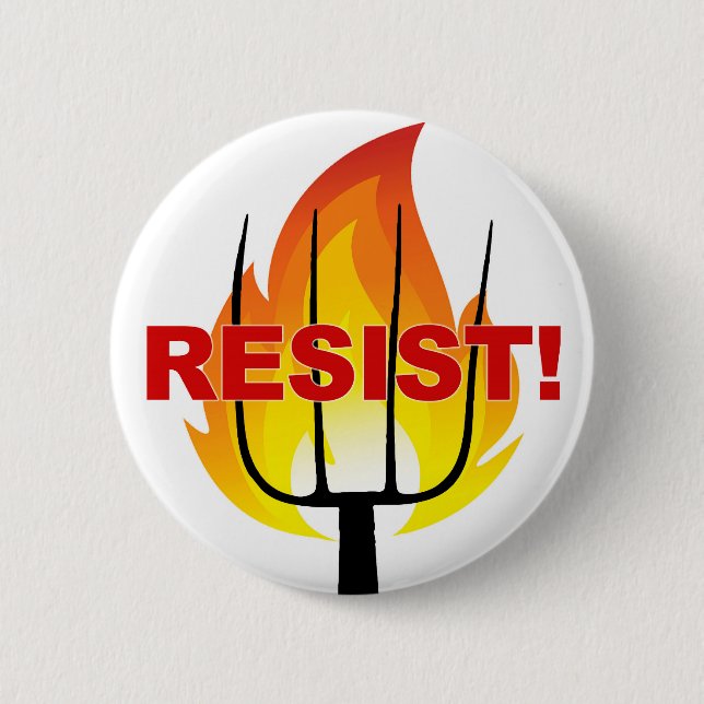 Resistance Torch and Pitchfork 6 Cm Round Badge (Front)