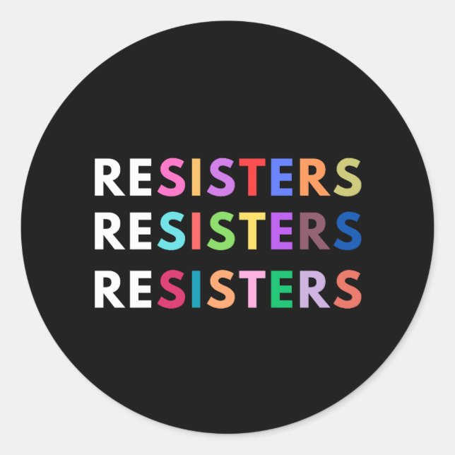 RESISTERS Anti-authoritarian Rainbow Classic Round Sticker (Front)
