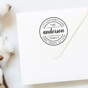 (RESIZED) Custom Script Family Name Return Address Self-inking Stamp
