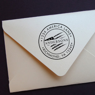 (Resized) Patriotic American Flag Return Address Self-inking Stamp