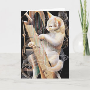 Resonant Whiskers – Surreal Cat Greeting Card