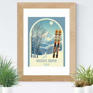 Resort name city winter ski resort poster
