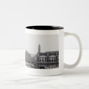 Resort tourists on esplanade Two-Tone coffee mug