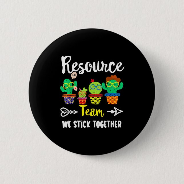 Resource Team, Funny Cactus Crew Resource Teacher  6 Cm Round Badge (Front)