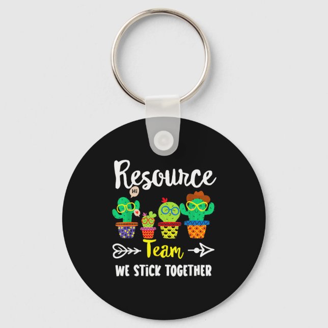Resource Team, Funny Cactus Crew Resource Teacher  Key Ring (Front)