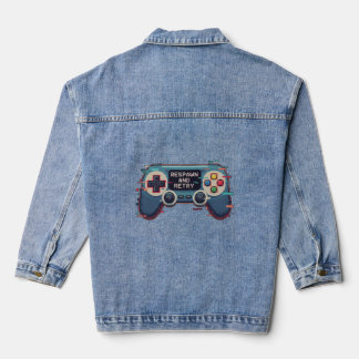 Respawn and Retry - Retro Gaming Glitch Art Denim Jacket