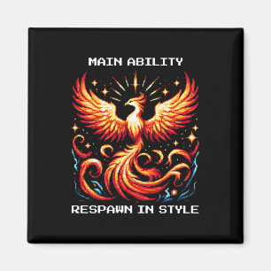 Respawn In Style Phoenix Pixel Revival Gamer Art  Magnet