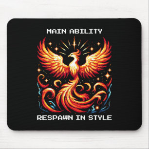 Respawn In Style Phoenix Pixel Revival Gamer Art  Mouse Mat