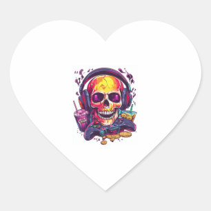 Respawn Ready � Funny Gamer Skull Heart Sticker
