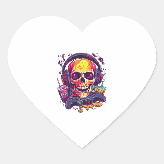Respawn Ready � Funny Gamer Skull Heart Sticker (Front)