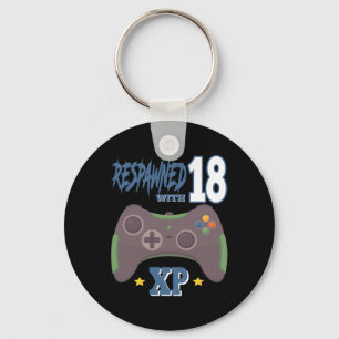 Respawned With 18 Xp Video Gamer 18th Birthday Gif Key Ring