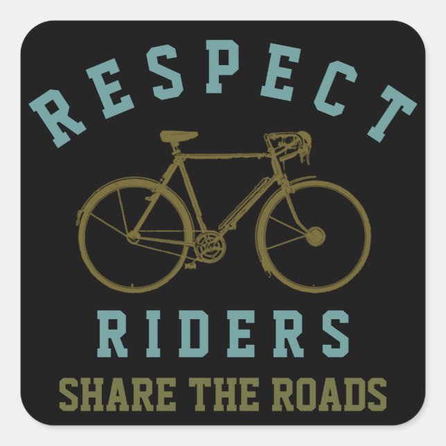 respect bike riders square sticker (Front)