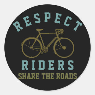 respect bikers . share roads classic round sticker