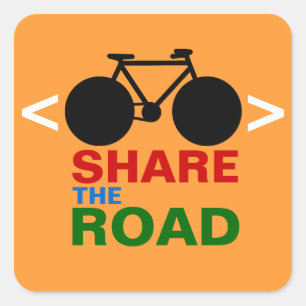 respect cyclists sign square sticker
