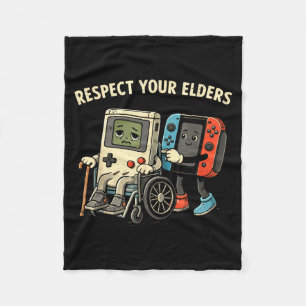 Respect elders retro gaming funny gamer controller fleece blanket