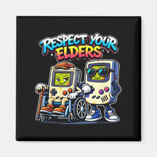Respect elders retro gaming funny gamer controller magnet