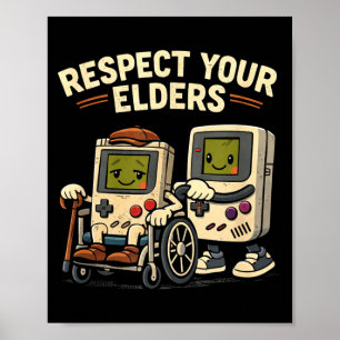 Respect elders retro gaming funny gamer controller poster