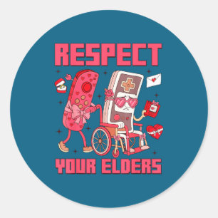 Respect Elders Valentine Gaming Control Classic Round Sticker