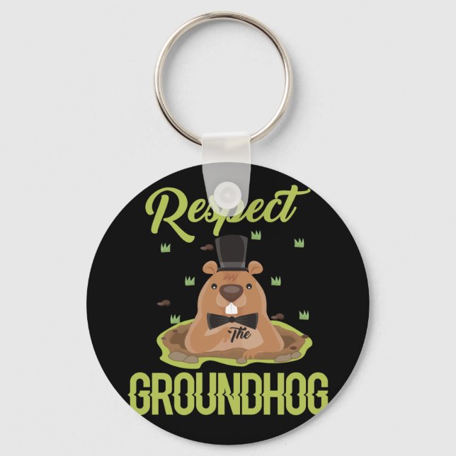 Respect Groundhog Woodchuck Photo Groundhog Day Key Ring (Front)